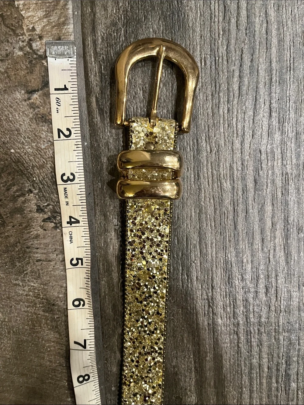 Vintage A.BROD Gold Glitter 36” Skinny 80’s/ 90’s Belt